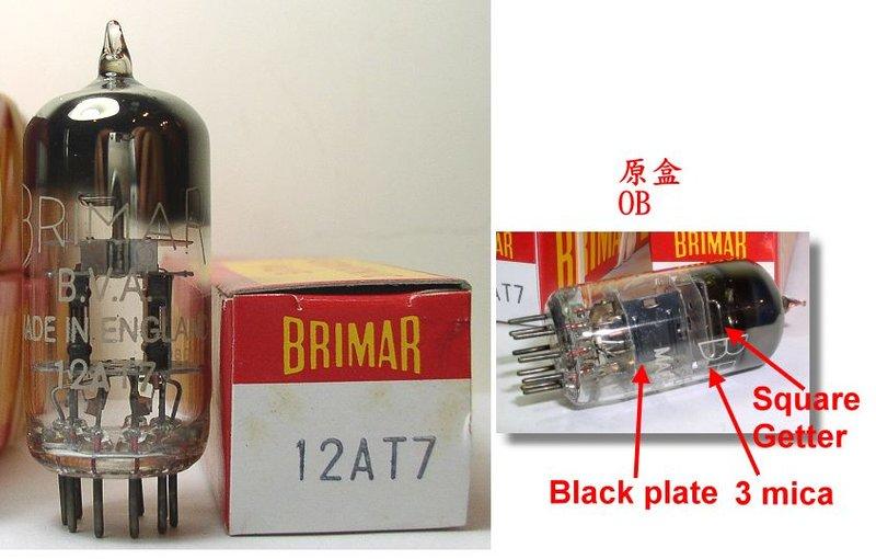 真空管Brimar ECC81 =12AT7~ECC801S~12AZ7,3雲母,雙柱,方環,黑屏,頂級 