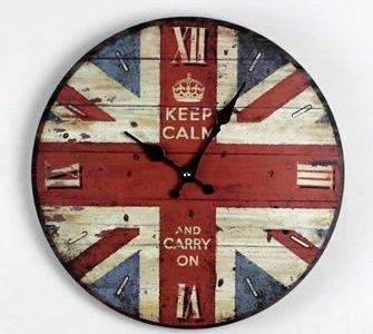 zakka雜貨 Vintage歐式鄉村風 仿舊復古美式酒吧工業LOFT 英倫皇冠LONDON英國國旗掛鐘 時鐘 圓鐘 造