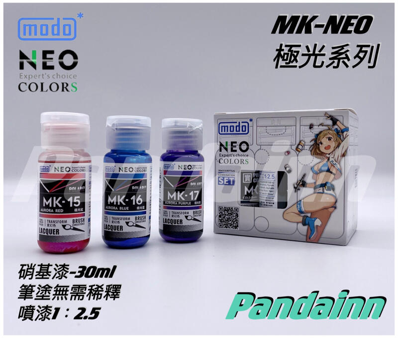 [Pandainn] 摩多 modo MK NEO極光系列 模型漆  硝基漆 極光紅 極光藍 極光紫 摩多製造所