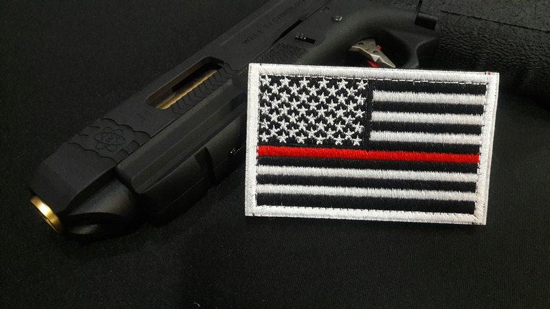 【射手 shooter】美國國旗 刺繡 魔術貼 臂章 魔鬼氈 (紅線)