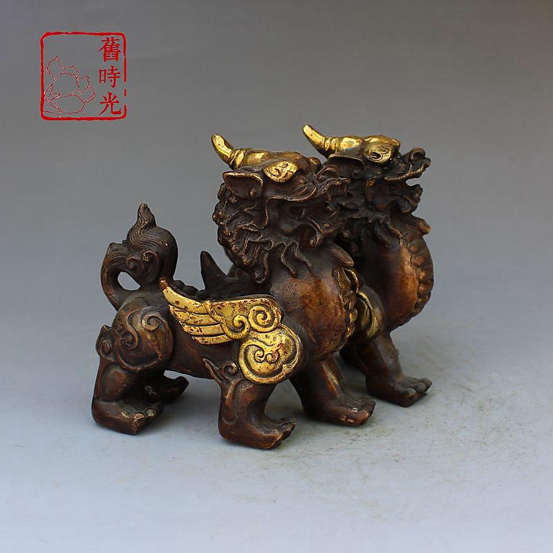 旦旦妙貔貅獨角獸天祿辟邪獸一對鎮宅辟邪擺件舊時光仿古擺件149