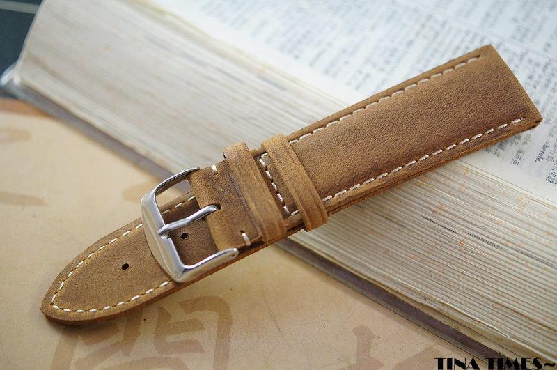 TINA TIMES~享受原始風味的觸感_艾菲爾真實純牛皮素面高級錶帶 22mm 20mm 歐規標準 台灣製造