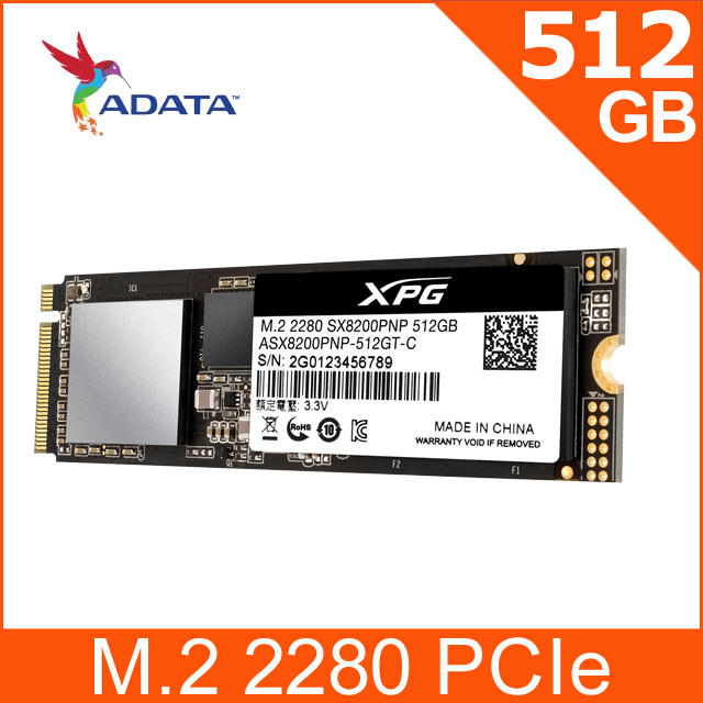 米特3C數位–威剛 XPG SX8200Pro 512G M.2 2280 PCIe SSD固態硬碟
