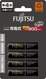 Fujitsu富士通 低自放電4號900mAh鎳氫充電電池