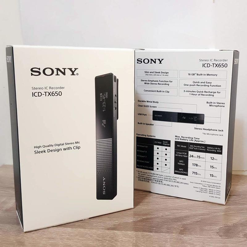 【Wowlook】全新 Sony ICD-TX650 16GB 數位錄音筆 商務 輕薄 MP3