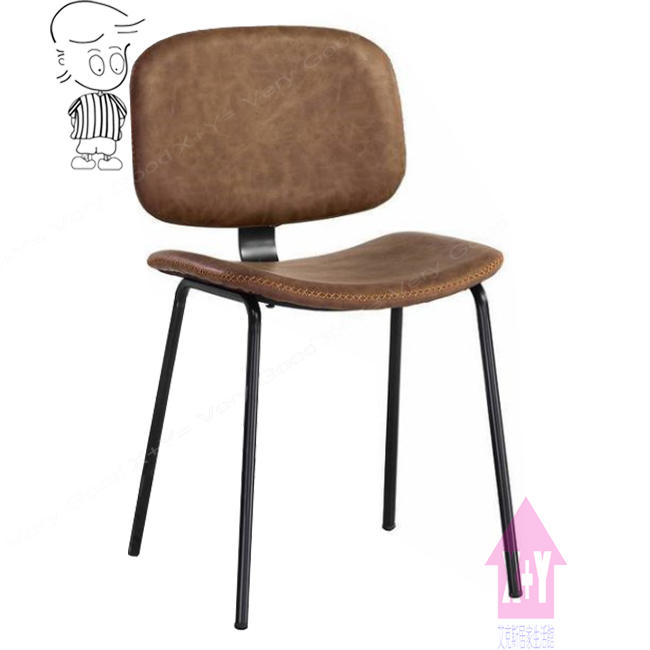 【X+Y時尚精品傢俱】現代餐桌椅系列-鐵板 咖啡色皮餐椅.造型椅.洽談椅.書桌椅.摩登家具