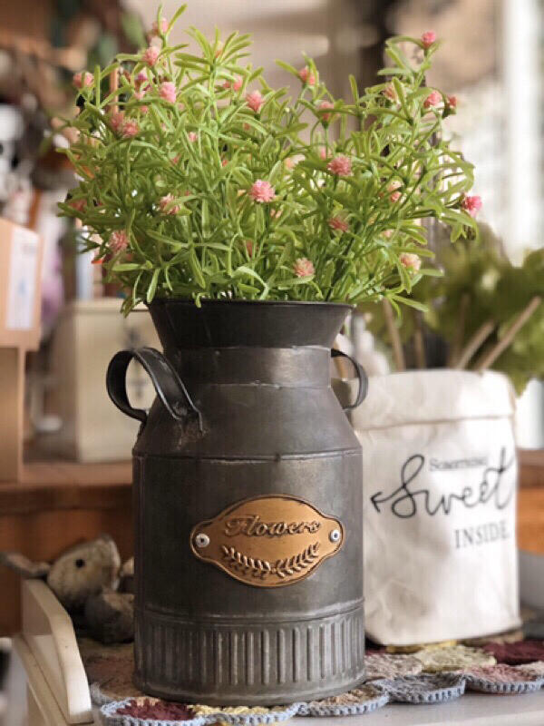 牛奶桶花瓶花器花盆乾燥花桶花桶馬口鐵金屬鐵製古銅復古做舊批發雜貨