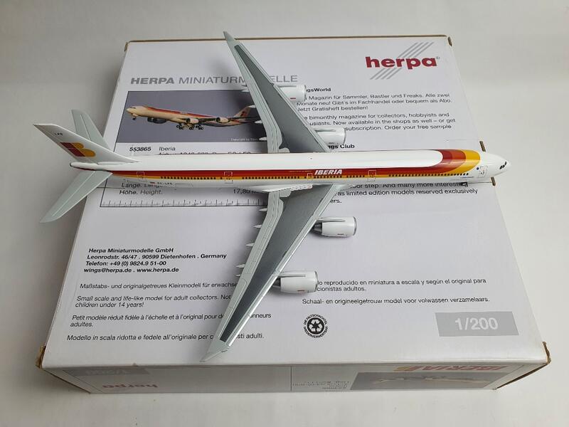Herpa 1:200 IBERIA 西班牙伊比利亞航空Airbus A340-600 絕版模型EC 