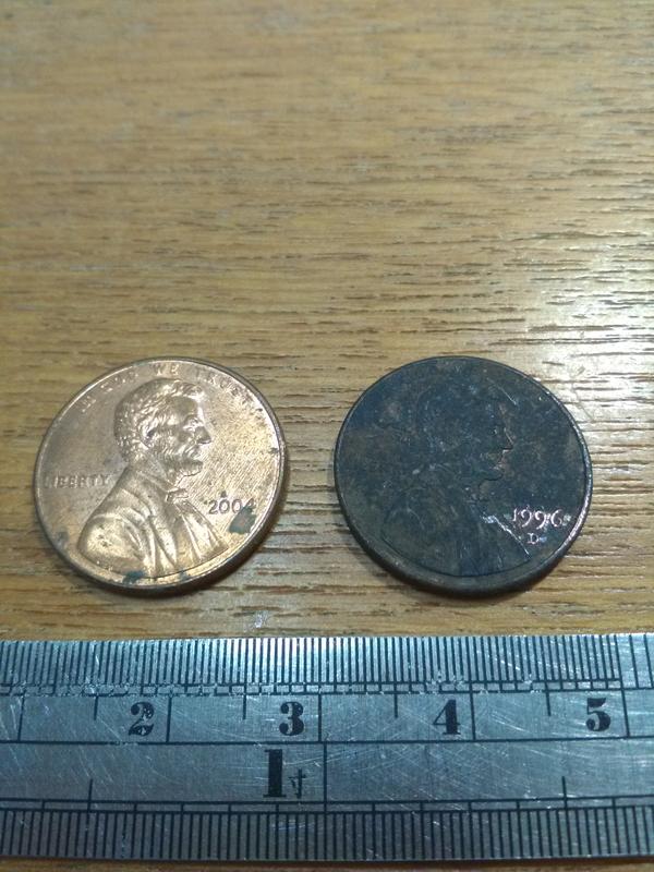 1 美分硬幣兩枚，林肯一分幣林肯紀念堂，1996 及 2004 年（舊硬幣）