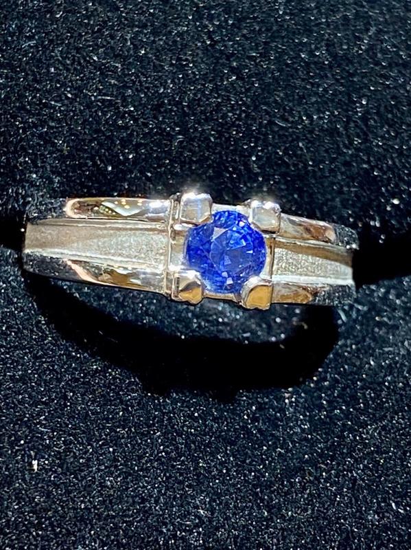 斯里蘭卡天然皇家藍藍寶石75分銀白K鑽戒