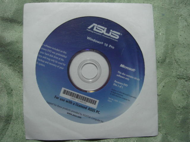 ASUS 華碩 原廠還原光碟 Windows 10 Pro 64bit 無序號