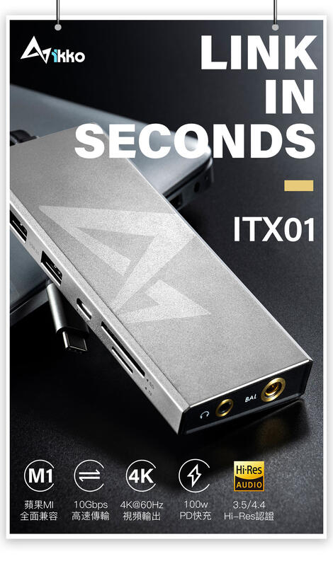 展示出清｛音悅音響｝香港 ikko ITX01 讀卡機 PD快充 USB HUB 4K影像傳輸 公司貨