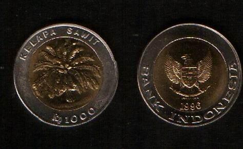 印尼1000-RP雙色幣K56,1996品相全新UNC