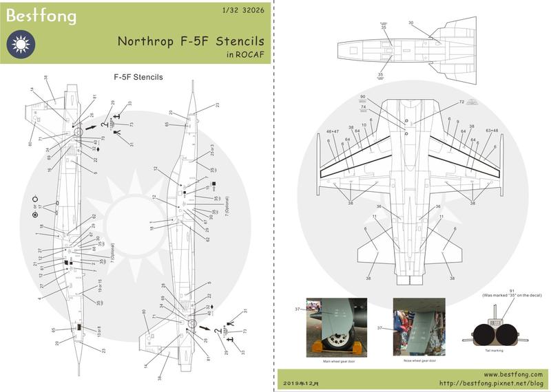 1/32Bestfong水貼紙~F-5F戰鬥機~國軍型式的細部標誌/圖案與警語