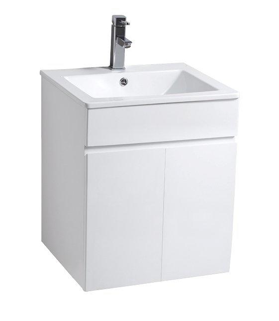 ~衛浴設備~53.5cm方盆+白色鋼烤發泡板隠藏斜把手浴櫃組