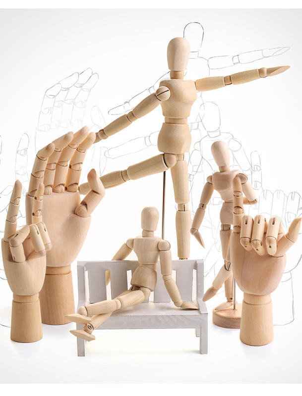 【W先生】可動木偶人 木頭關節人 關節手 木頭手 木頭人 漫畫工具 美術 人體模型 關節可動式木偶 速寫 素描 素體人偶