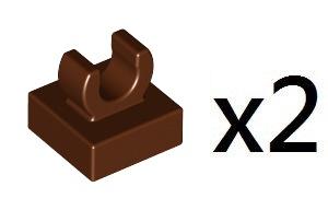 LEGO Brown Tile Up Clip 1x1 樂高紅棕色平板上帶U型爪夾兩個 6071274 6348057