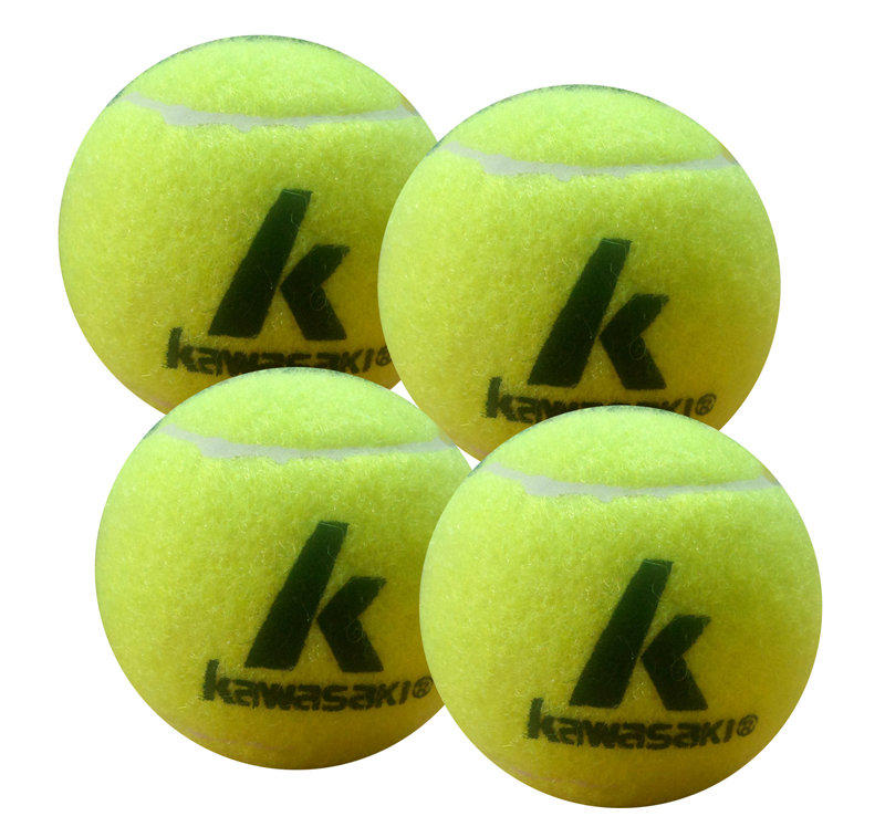 開心運動場-KAWASAKI 訓練 網球 4入(球類運動.健身)-另售網球拍桌拍 籃球羽球