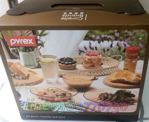 【康寧】 Pyrex透明琥珀耐熱碗盤/餐盤七件式-G01/耐熱7件式餐盤組/耐熱玻璃碗盤※全新品《代購價格$849》