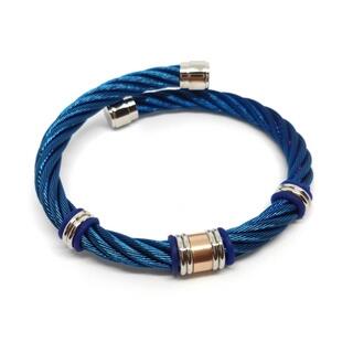 【99鐘錶屋】夏利豪CHARRIOL：Celtic藍鋼索手環/藍+玫瑰金+銀3色飾頭『04-501-1250-3』SML