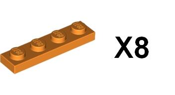全新LEGO樂高薄板 3710 4118782 橘色 Orange Plate 1x4 (8個) A02