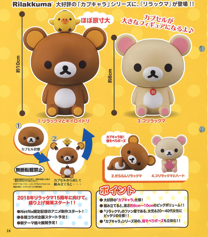 【JPS日貨】日本全新現貨日空版 扭蛋 轉蛋 拉拉熊系列 一套四款 公仔 桌上小物 療癒小物