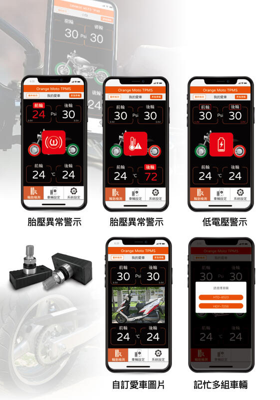 【普龍貢-實體店面】Orange 橙的電子 M211 機車 胎壓偵測器 胎內式 藍芽版 免螢幕 無線胎壓