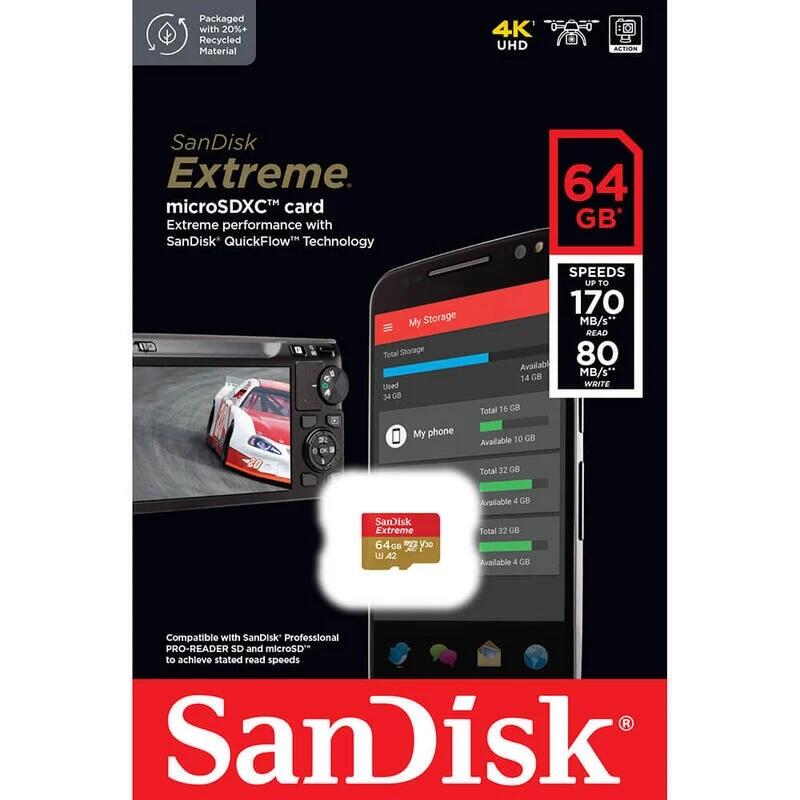 代理商公司貨 SanDisk Extreme 64GB 170MB/s microSDXC U3 A2