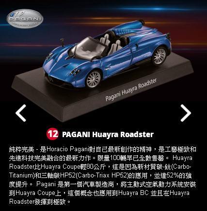 【阿田小鋪】12號車Pagani Huayra Roadster 經典模型車7-11 HYPERCAR 三大極速超跑