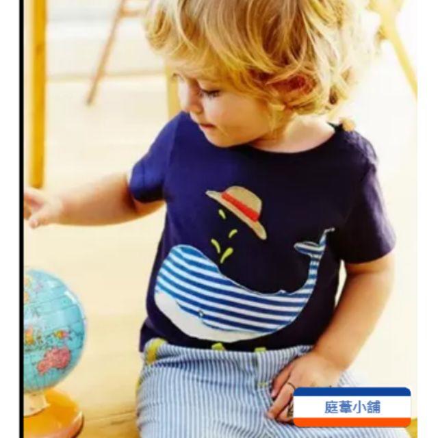 ●台灣現貨●夏季/兒童男童/中小童/歐美版型/鯨魚貼布100%棉短袖t恤 SBU058