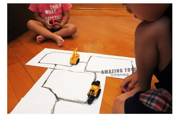 自動感應識路車~~有趣好玩~~/劃線工程車/創新兒童玩具跟筆軌道車/畫畫軌道車/尋線車