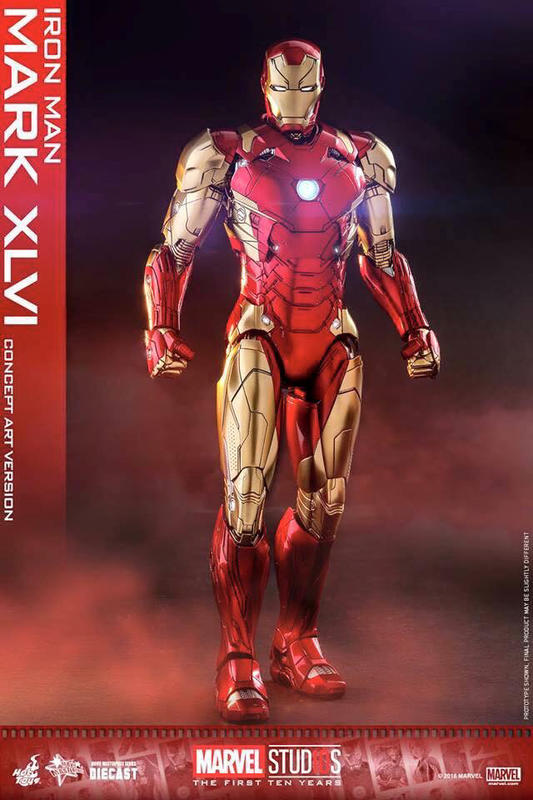 「全新未拆現貨」HOT TOYS  Marvel漫威 十週年 藝術概念 限定版 合金鋼鐵人 MK46