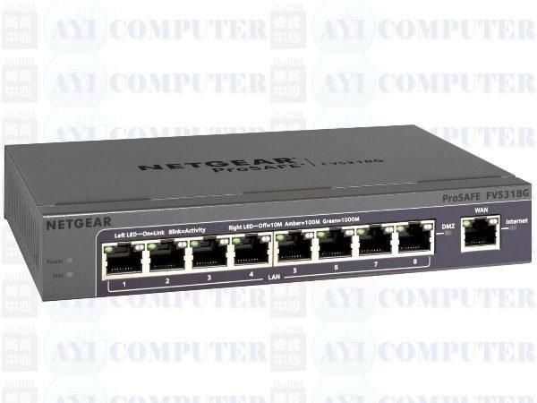福利品 Netgear FVS318G ProSafe 8埠 Giga VPN 防火牆 寬頻分享器 SIP VOIP