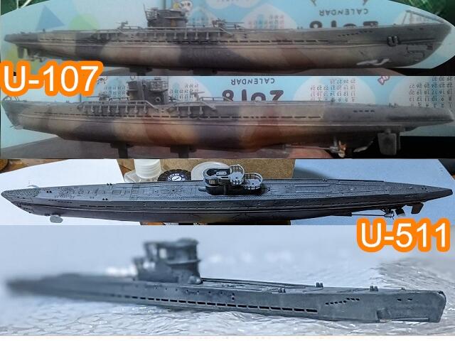 U-boat德國U型潜艇U-107 U-511 小號手成品模型1:200  