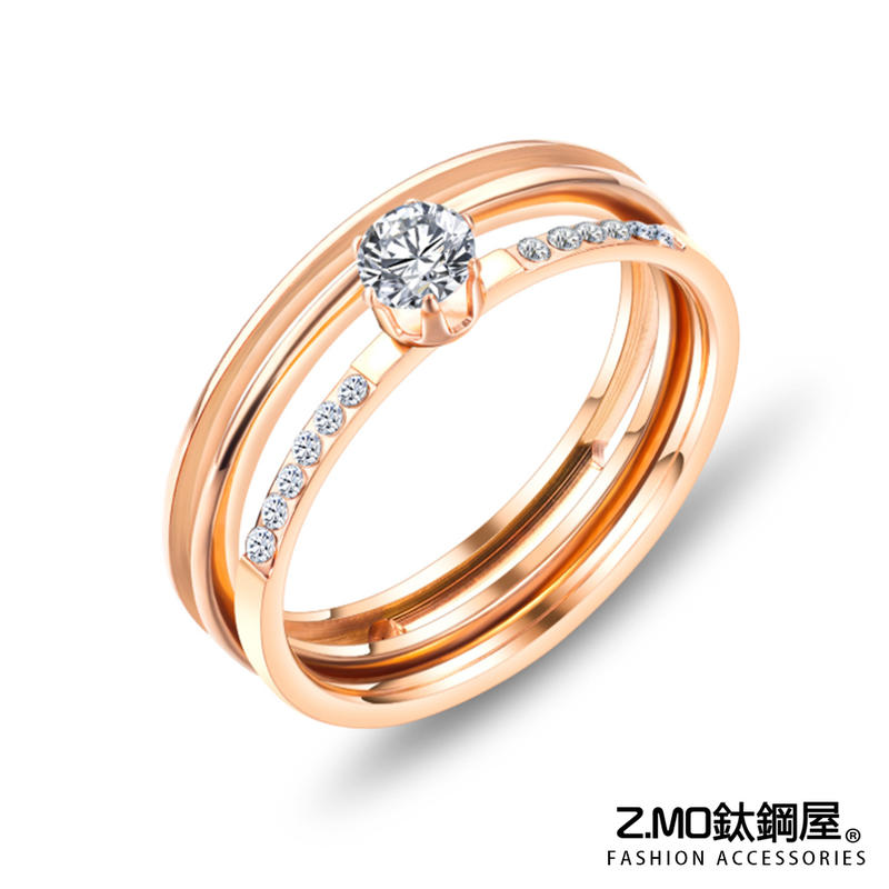 Z.MO鈦鋼屋 白鋼戒指 女生戒指 二合一雙層可拆卸鑲鑽戒指 韓版系列 時尚加分 單件價【BKS683】