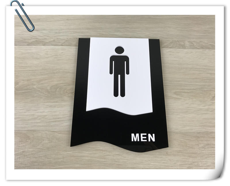 ✦幸運草文創✦【現貨】男化妝室標示牌黑色時尚簡約壓克力立體指示牌 標誌告示 男女廁所 WC 便所 洗手間