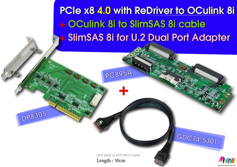 PCIe x8 to OCulink 8i +OCulink to SlimSAS+SlimSAS to U.2 x2 露天市集 全台