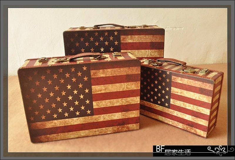 美式 手提箱 手提盒 Zakka 雜貨 美國國旗 星條旗 Loft 復古 拍攝道具 工業風 做舊 收納盒 收納箱 木箱