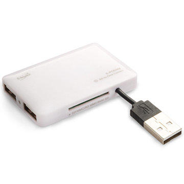 E-books T18 多合一讀卡機 +三孔USB集線器-白