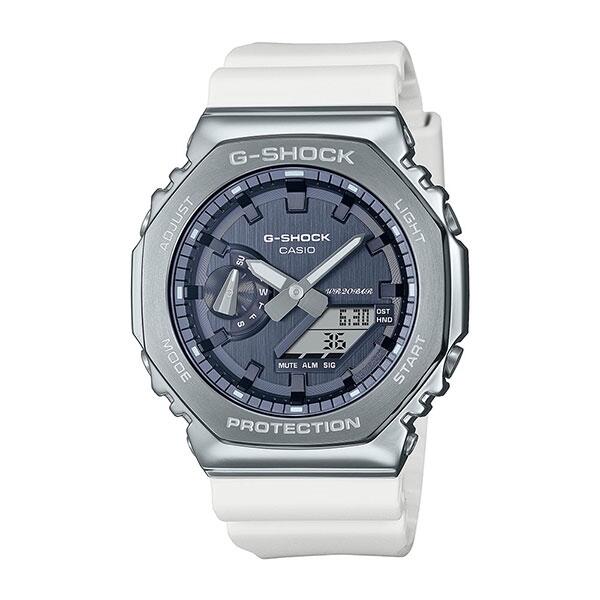 全新台灣卡西歐公司貨 G-SHOCK系列 繽紛亮麗 閃耀冬季 質感灰藍 八角形金屬錶殼 GM-2100WS-7Aㄧ年保固