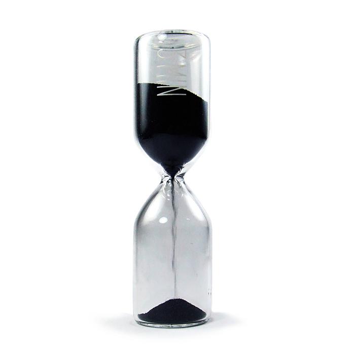 沙漏計時器(三分鐘)，約三分鐘流動時間，內為黑色的細砂，可於廚房烹煮計時用或其他計時與擺飾觀賞