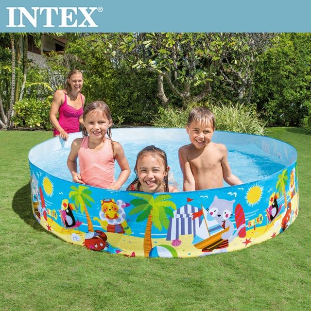 【美國INTEX】海洋圖案免充氣泳池 244×46CM（圖案款式隨機） /戲水池 /游泳池 /硬膠泳池（58457）