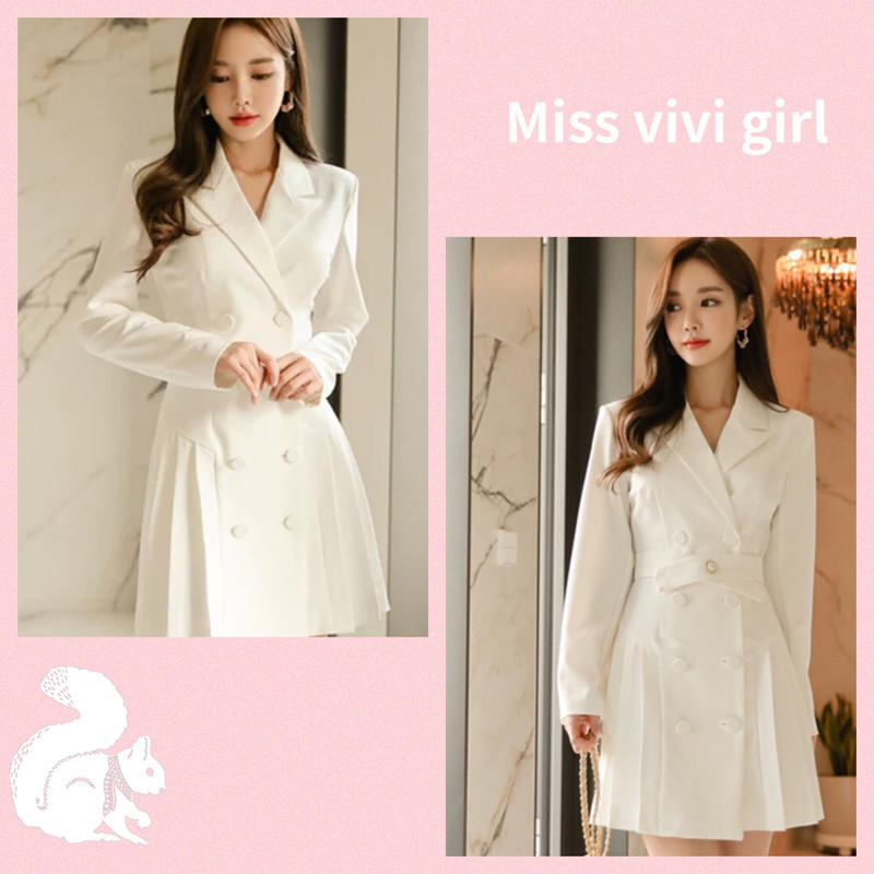 Miss vivi girl ~正韓白色洋裝、優雅知性/S-XL/發訊訂貨