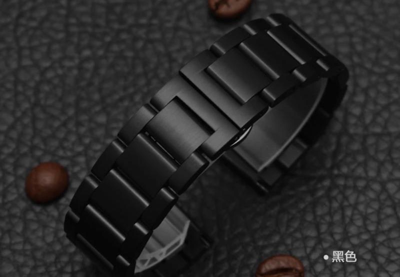 錶帶屋  藍色 黑色PVD 18mm 20mm 22mm  24mm厚實不銹鋼實心錶帶使用按鈕飛機扣 免運費送快拆錶耳針