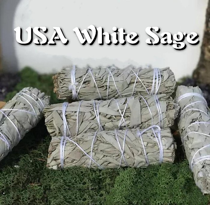 【美國】白鼠尾草捆，大捆7-8吋，純天然乾燥白色鼠尾草棒，白鼠尾草，冥想清淨，淨化磁場，芳香