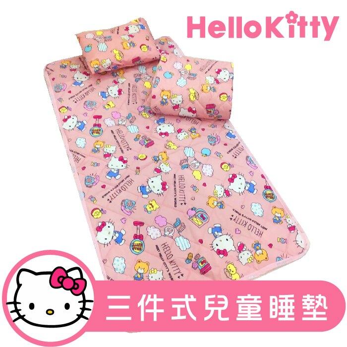 【JS名床】哈囉凱蒂 Hello Kitty．兒童三件式睡墊．方便收納攜帶．枕頭．涼被．睡墊