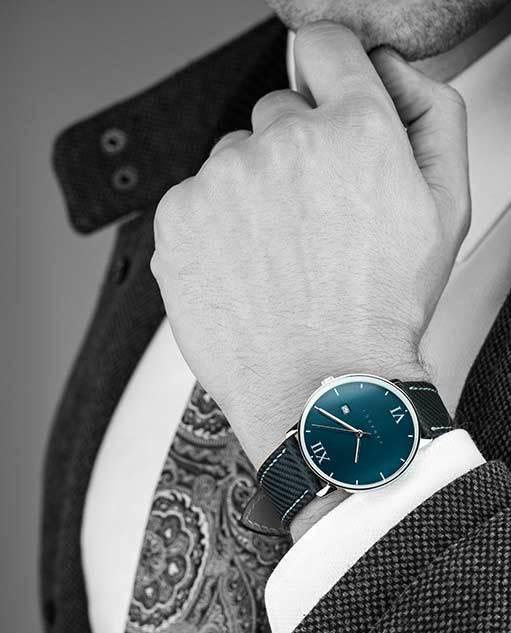 【Vanacci】英國紳士時尚男錶現貨，瑞士機芯搭配類碳纖維錶帶，手錶錶面38mm，日期顯示，保證正品