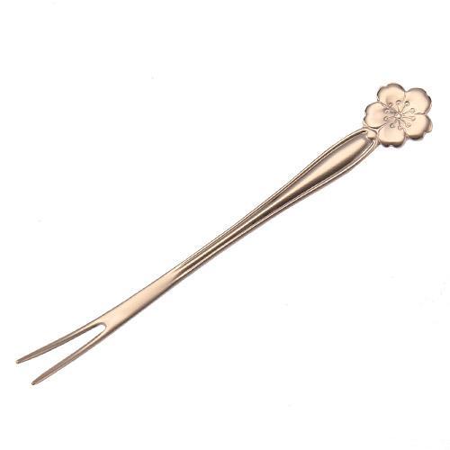 日本製 玫瑰金櫻花造型 18-8不鏽鋼  甜點叉 水果叉子 叉子 13cm