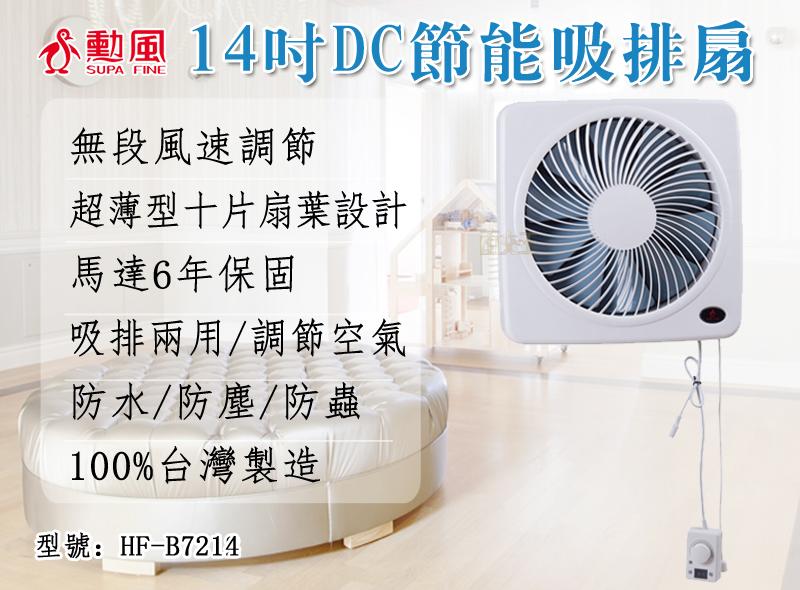 【面交王】勳風 14吋DC節能吸排扇 排風扇 抽風扇 吸排風扇 吸排風機 送風機 通風扇 換氣扇 電扇 HF-B7214