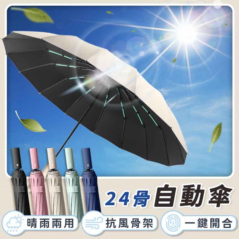 強力抗風】雨傘二十四骨自動傘12骨自動傘大雨傘摺疊傘反折傘折疊傘遮陽